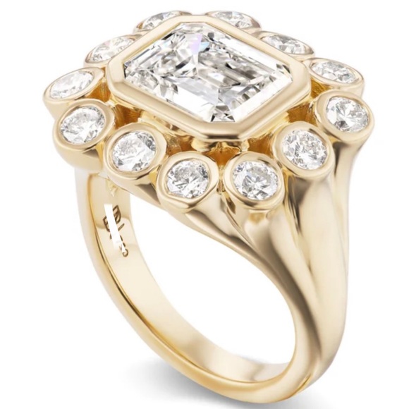 Brent Neale look-alike Flush Mount East-West Gold Plated Ring - Picture 2 of 16